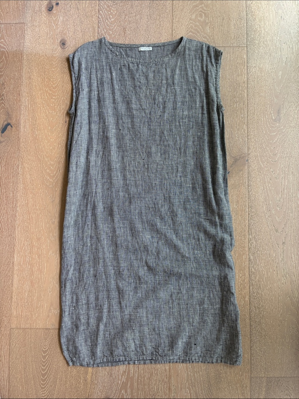 Fog Linen Work Black & White Houndstooth Linen Shift Dress